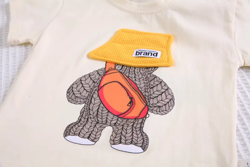 Boys Printed T-Shirt Shorts Set Yellow White 2Pc — feature 7