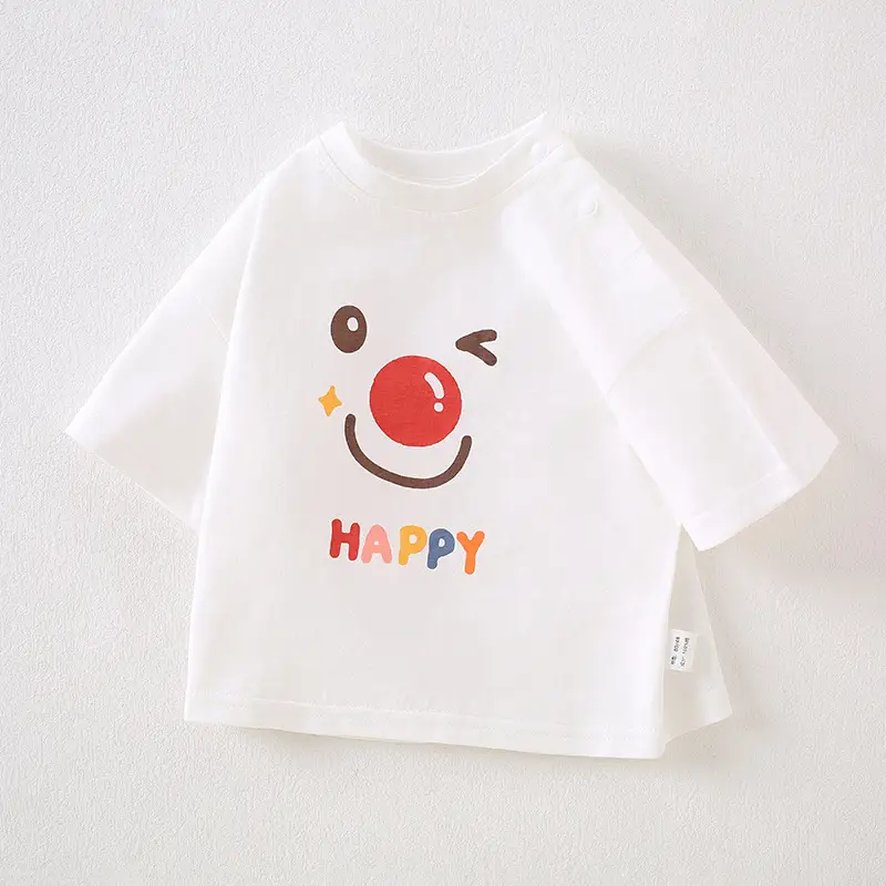 Baby Cotton T-shirt Yellow Button Front Summer Top - Image 3