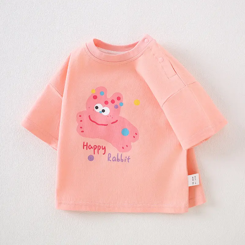 Baby Cotton T-shirt Yellow Button Front Summer Top - Image 4