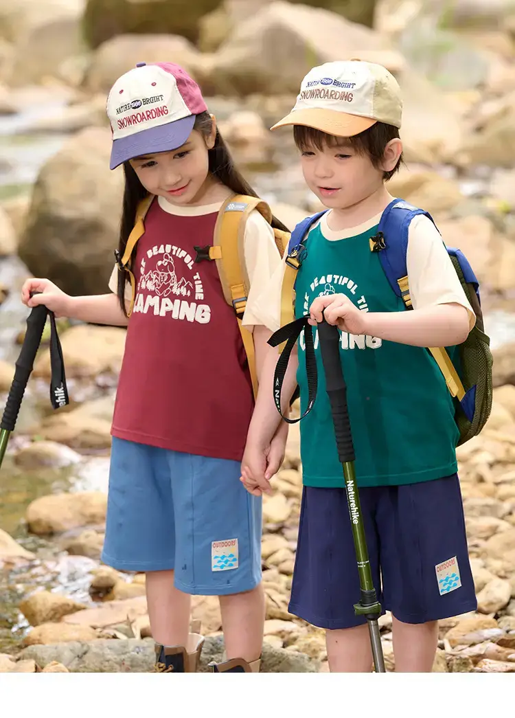 Kids Cotton Camping T-Shirt Green Short Sleeve — feature 19
