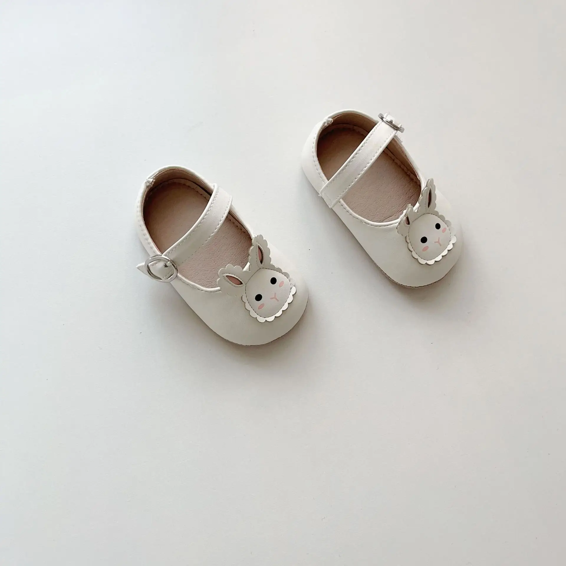 Cute Bunny Embroidered Baby Shoes Beige - Image 5