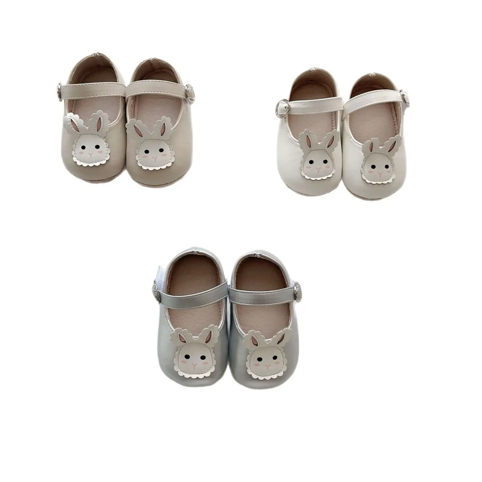 Cute Bunny Embroidered Baby Shoes Beige - Image 8