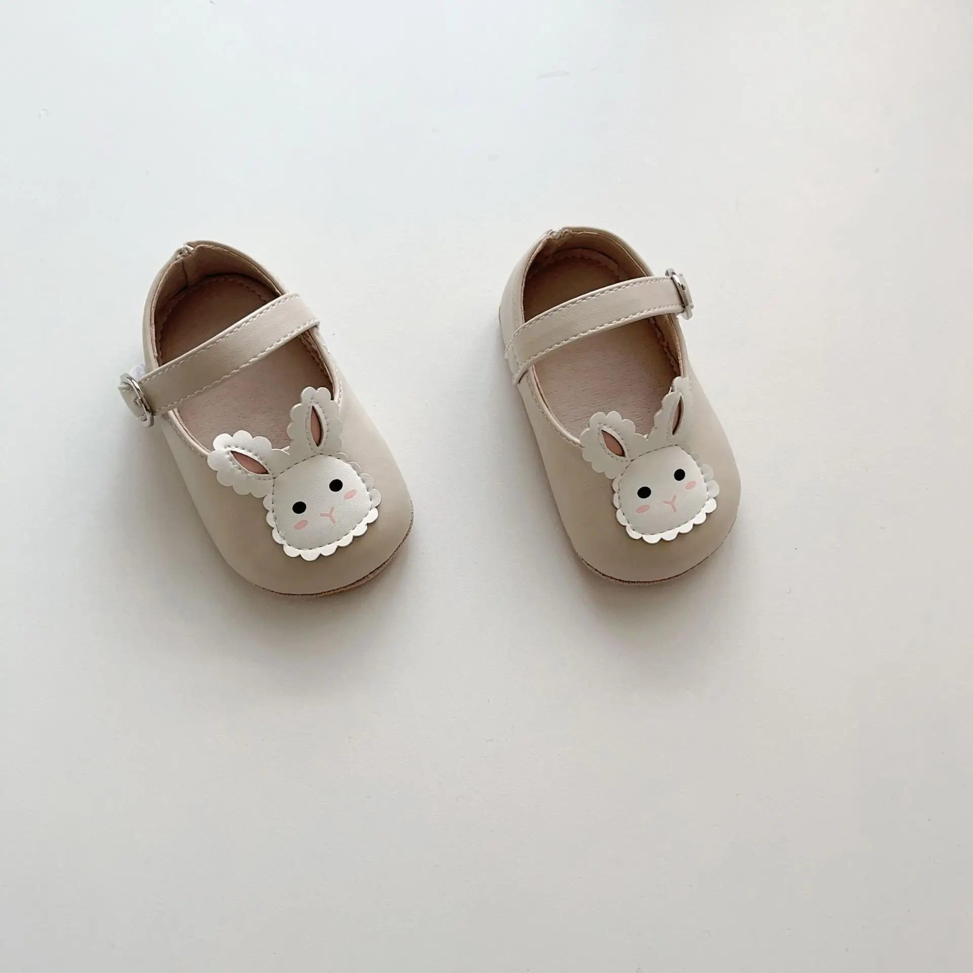 Cute Bunny Embroidered Baby Shoes Beige — feature 10