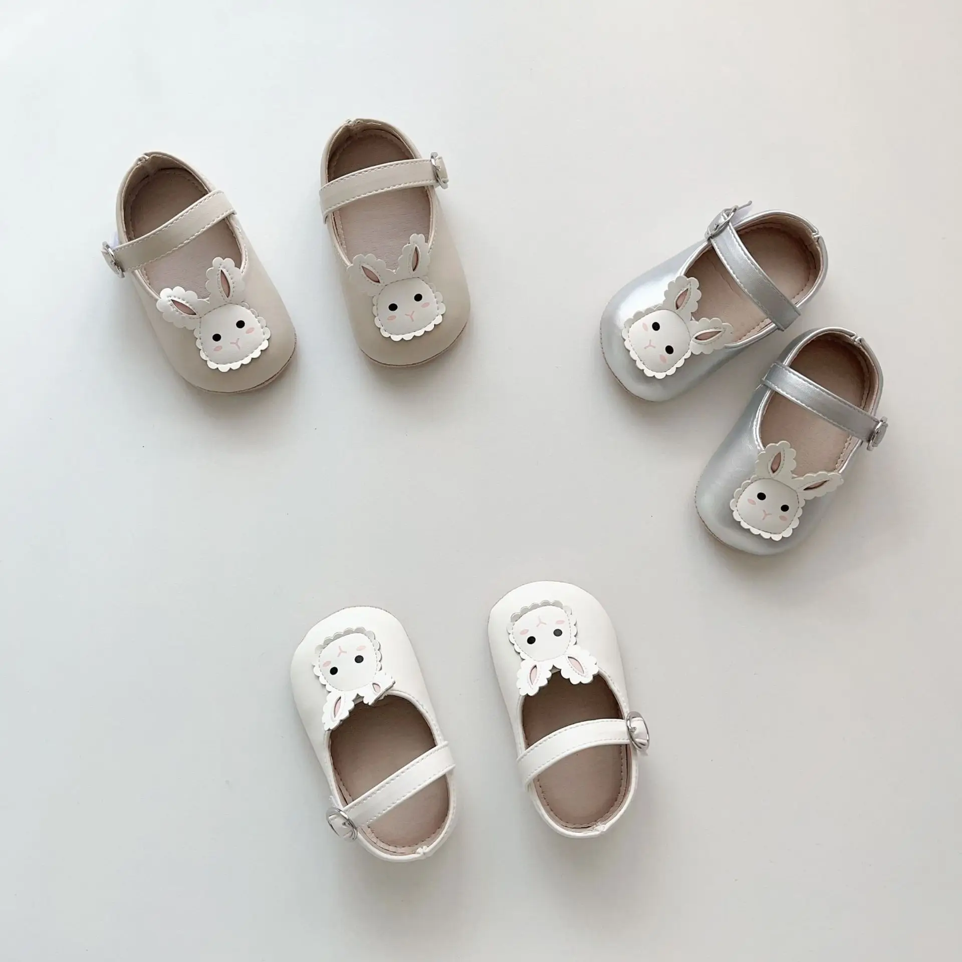 Cute Bunny Embroidered Baby Shoes Beige — feature 16