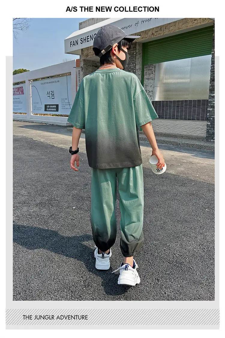 2025 Boys Summer Gradient T-Shirt Two-Piece Set — feature 7