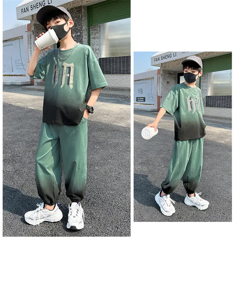 2025 Boys Summer Gradient T-Shirt Two-Piece Set — feature 8