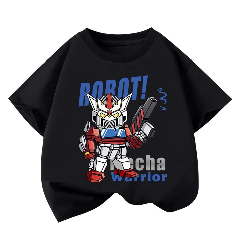 Boys T-Shirt Black Blue Mech Warrior 2026