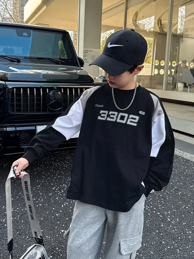 Panda Yuanyuan 2025 Kids Contrast T-Shirt Black White