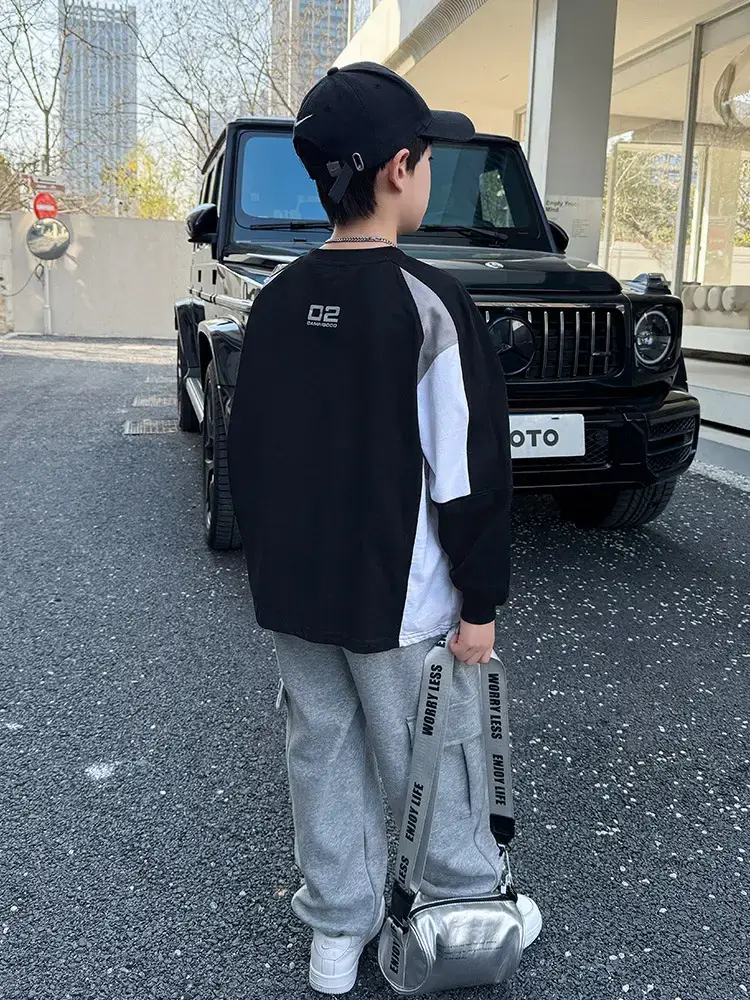 Panda Yuanyuan 2025 Kids Contrast T-Shirt Black White
