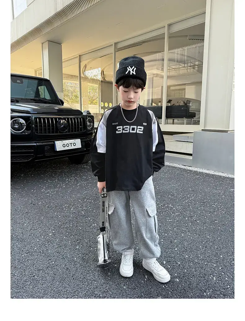 Panda Yuanyuan 2025 Kids Contrast T-Shirt Black White — feature 25