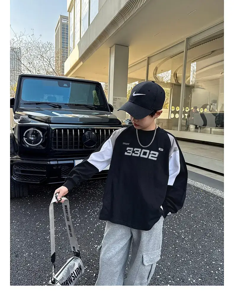 Panda Yuanyuan 2025 Kids Contrast T-Shirt Black White — feature 27