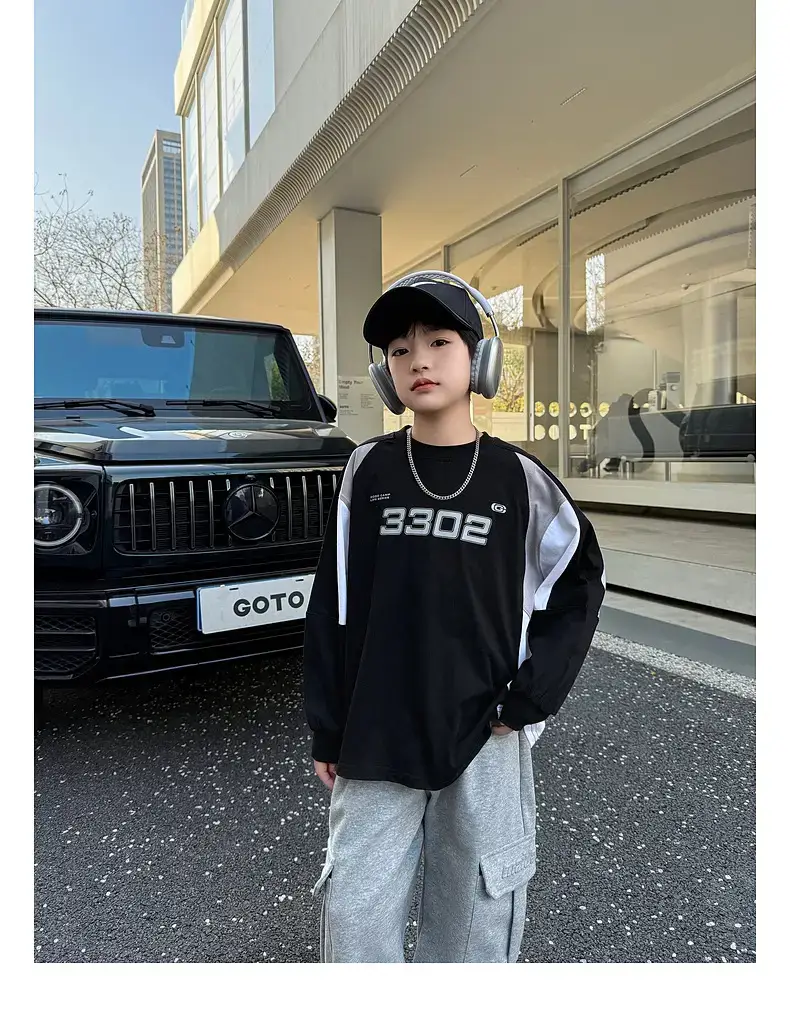 Panda Yuanyuan 2025 Kids Contrast T-Shirt Black White — feature 30