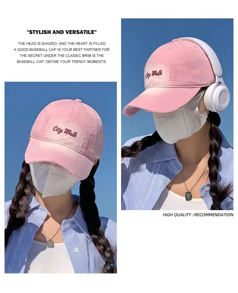 Pink Women's Wide Brim Baseball Cap with Comfort Fit — feature 8