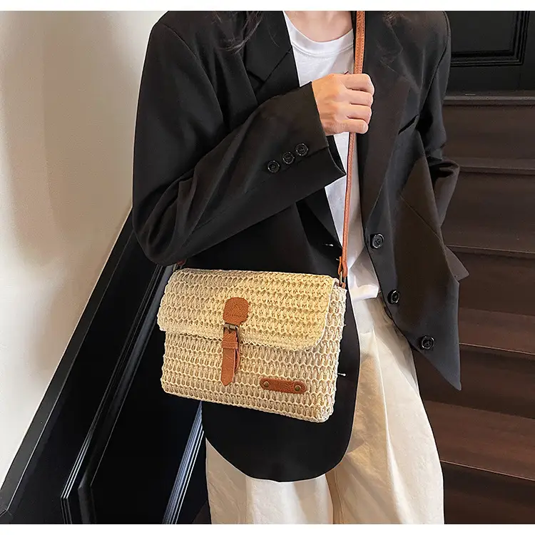 Women's Straw Bag with Leather Strap 2025 New Arrival — feature 10