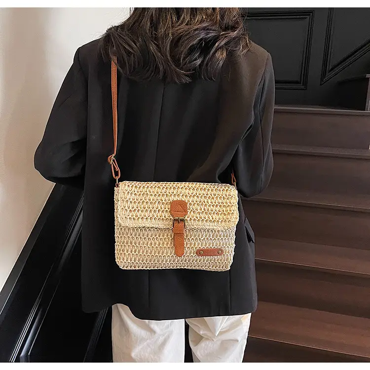 Women's Straw Bag with Leather Strap 2025 New Arrival — feature 11