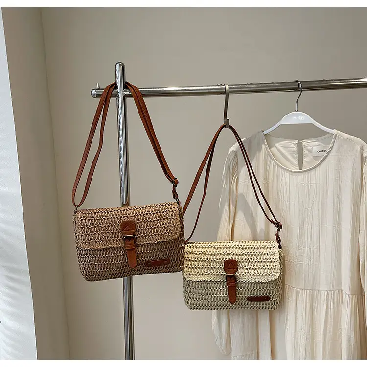 Women's Straw Bag with Leather Strap 2025 New Arrival — feature 15