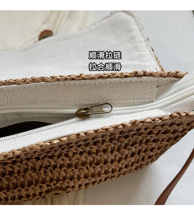 Women's Straw Bag with Leather Strap 2025 New Arrival — feature 5