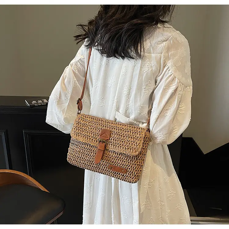 Women's Straw Bag with Leather Strap 2025 New Arrival — feature 8