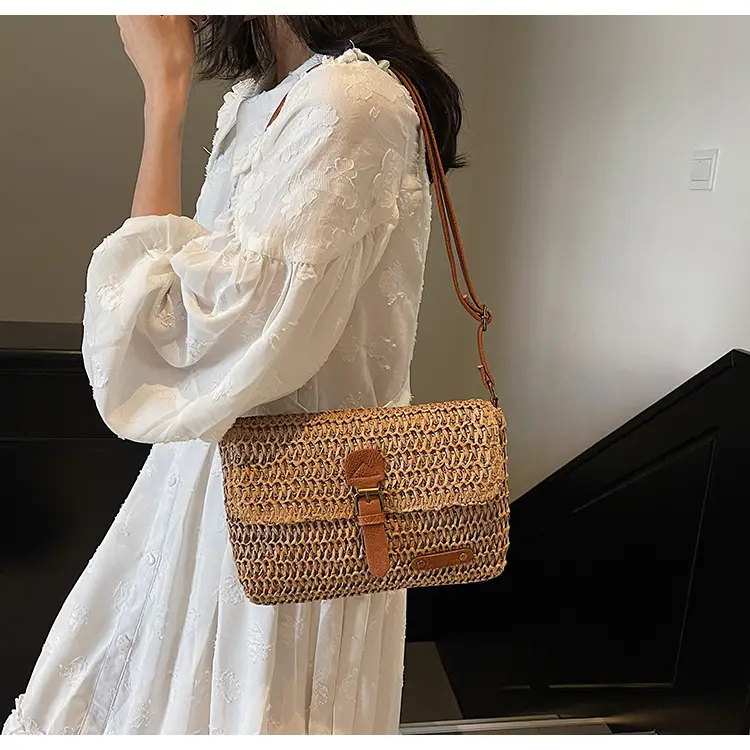 Women's Straw Bag with Leather Strap 2025 New Arrival — feature 9