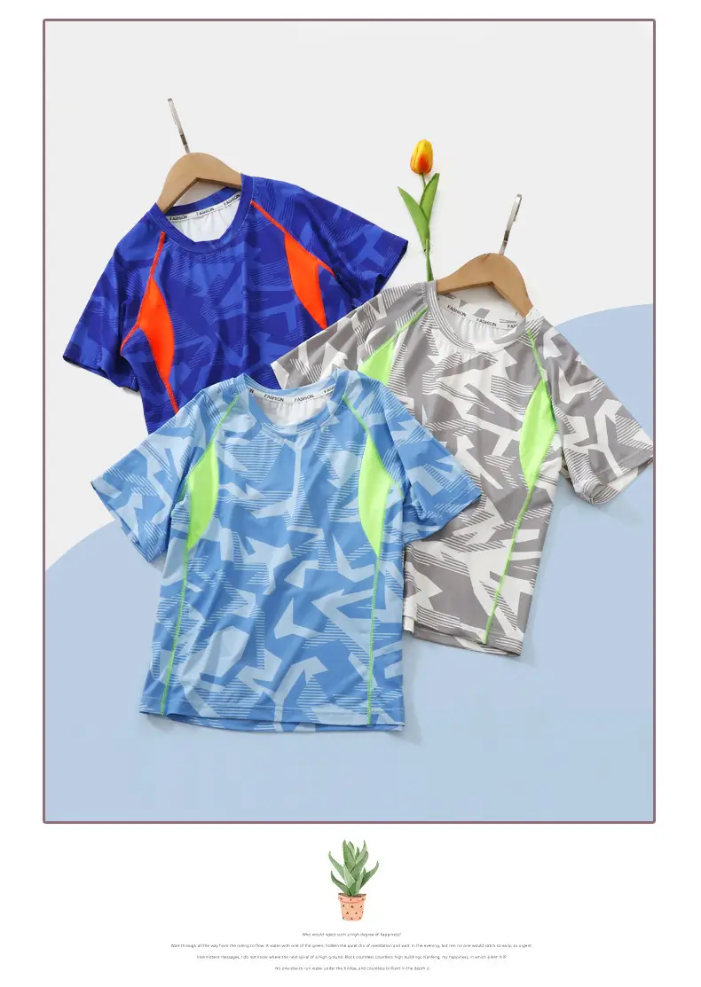 Children Ice Silk Mesh T-Shirt Blue Orange Summer — feature 18