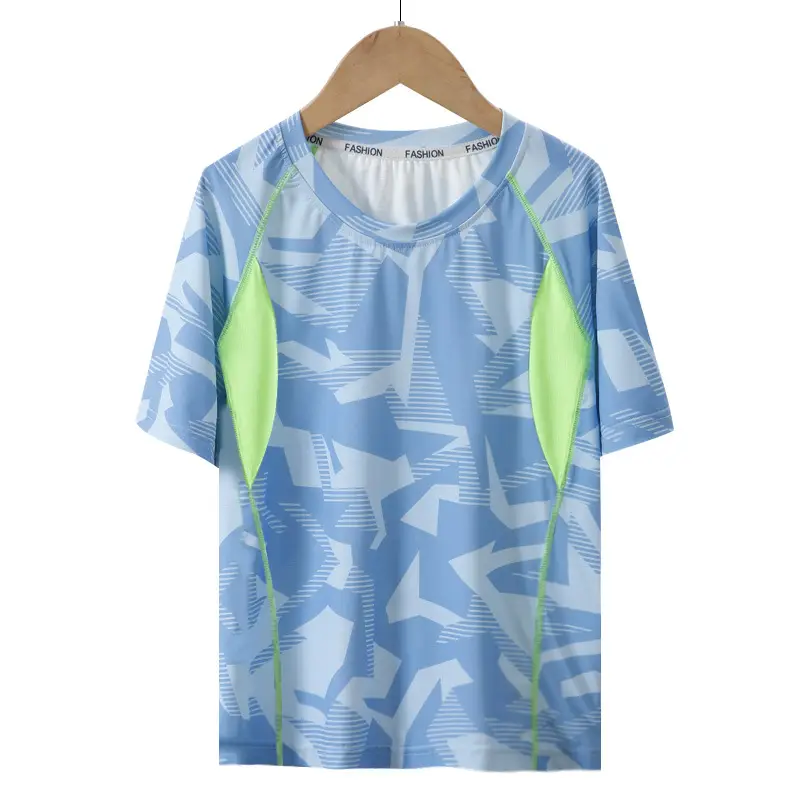 Children Ice Silk Mesh T-Shirt Blue Orange Summer - Image 3