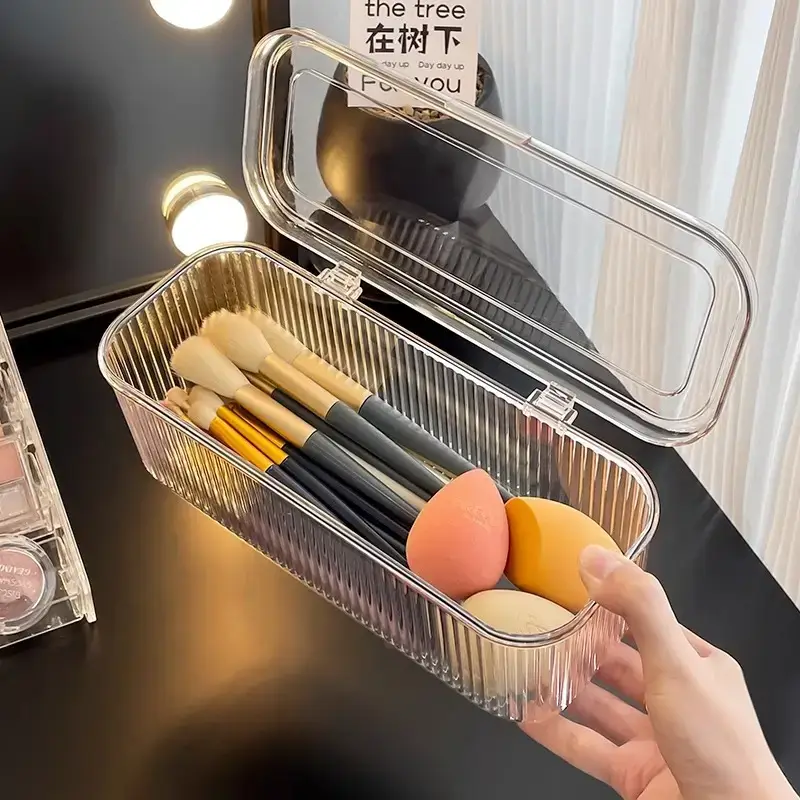 Acrylic Cosmetic Brush & Pen Storage Box Transparent