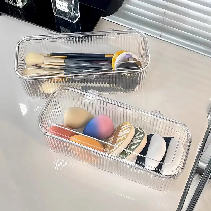 Acrylic Cosmetic Brush & Pen Storage Box Transparent