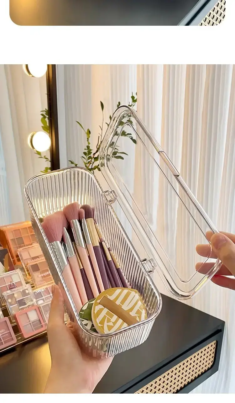 Acrylic Cosmetic Brush & Pen Storage Box Transparent — feature 10
