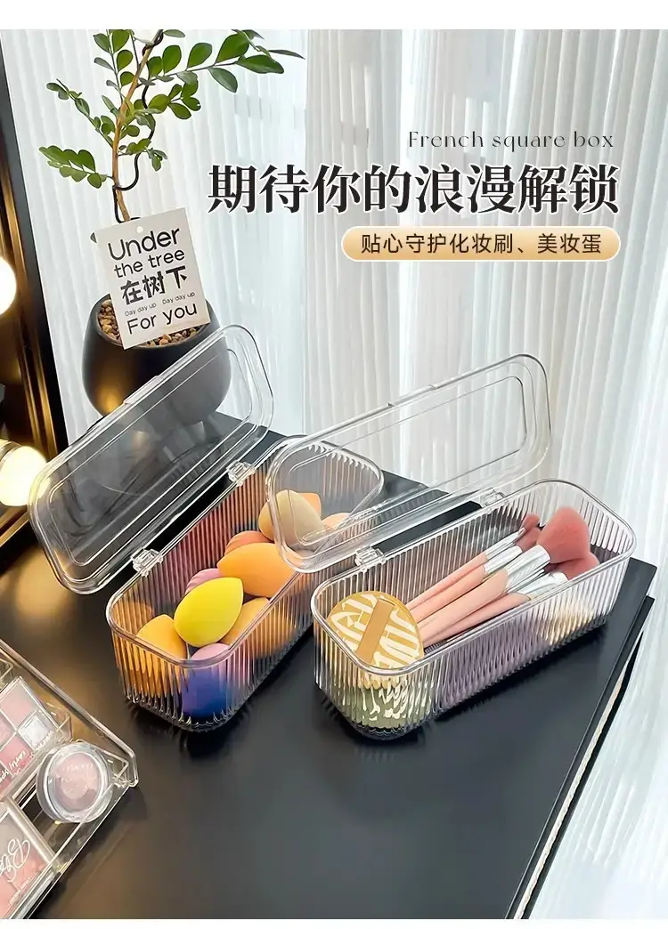 Acrylic Cosmetic Brush & Pen Storage Box Transparent — feature 14