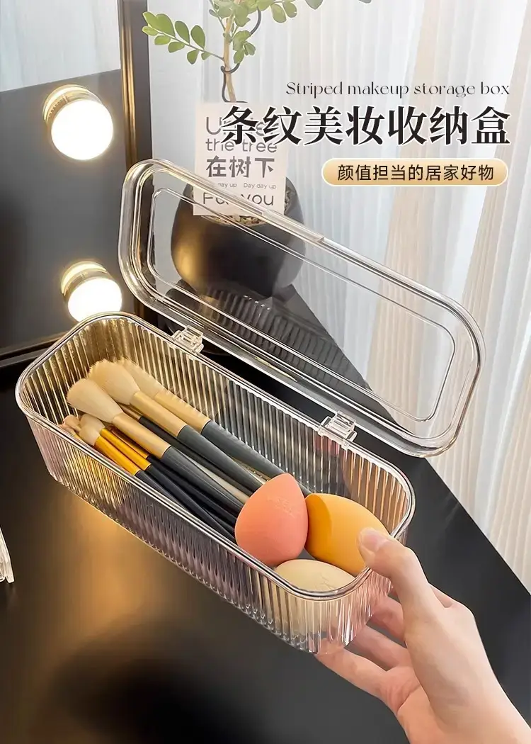 Acrylic Cosmetic Brush & Pen Storage Box Transparent — feature 2