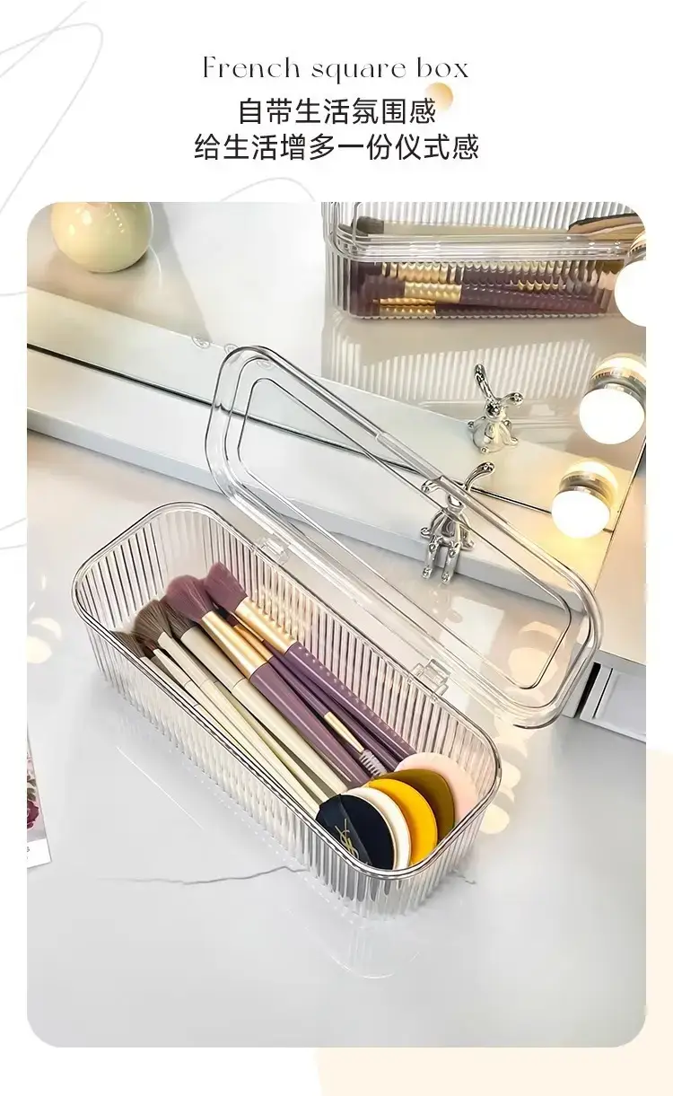 Acrylic Cosmetic Brush & Pen Storage Box Transparent — feature 3