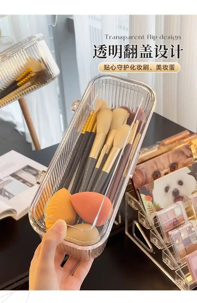 Acrylic Cosmetic Brush & Pen Storage Box Transparent — feature 8