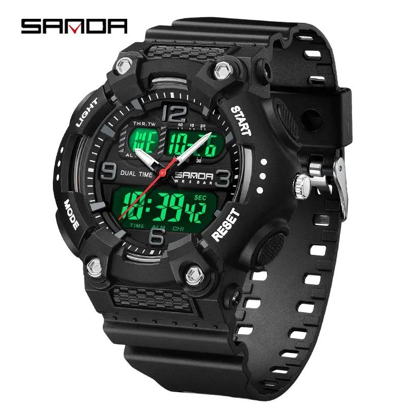 Sanda Dual Display Casual Sports Watch White - Image 23