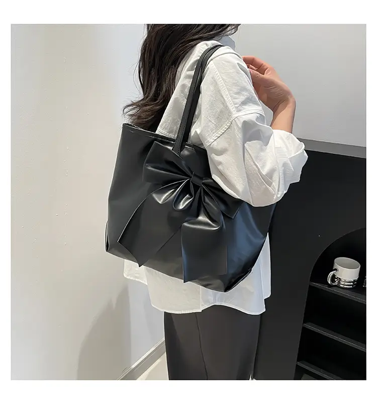 Women's Bow Tote Bag Cream Soft Face Large Capacity — feature 15