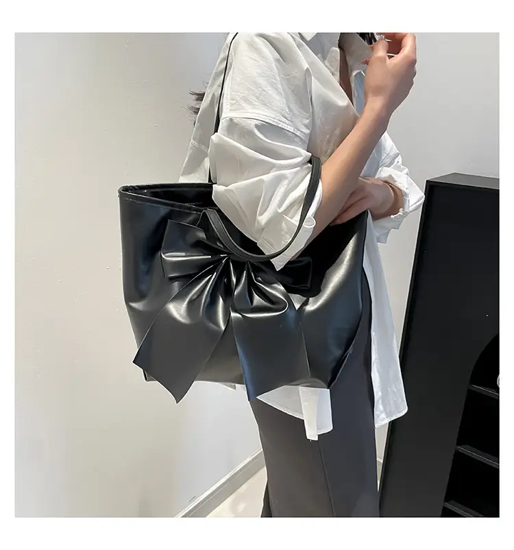 Women's Bow Tote Bag Cream Soft Face Large Capacity — feature 16