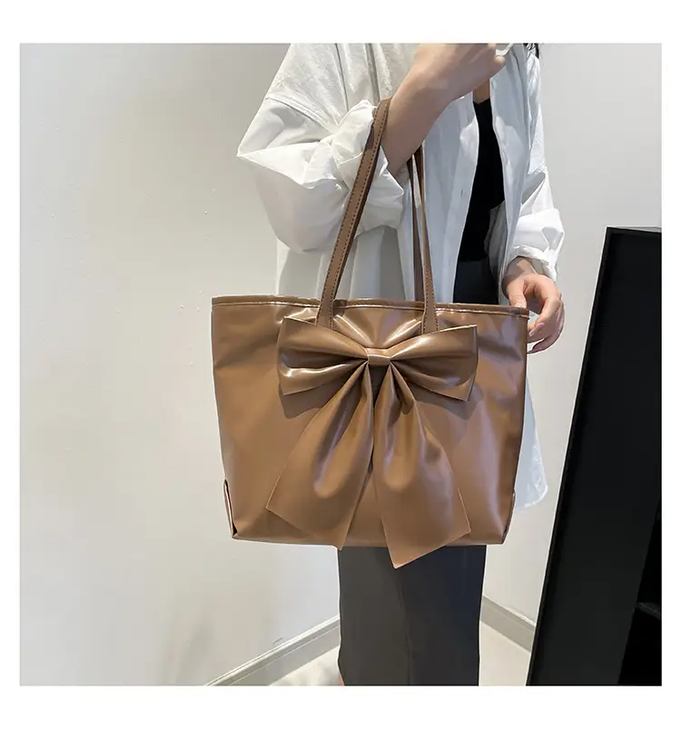 Women's Bow Tote Bag Cream Soft Face Large Capacity — feature 18