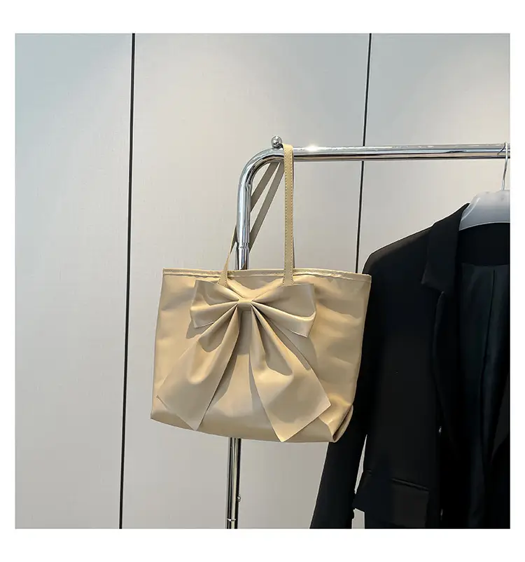 Women's Bow Tote Bag Cream Soft Face Large Capacity — feature 22