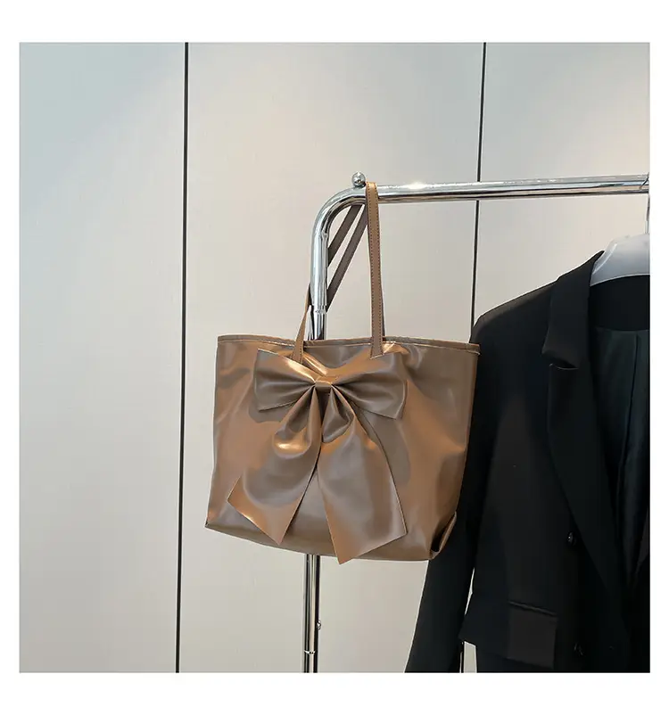 Women's Bow Tote Bag Cream Soft Face Large Capacity — feature 23