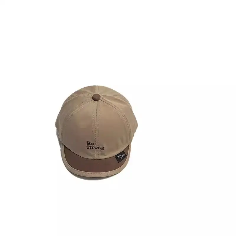 Baby Cap Beige Blue Embroidered Short Brim - Image 11
