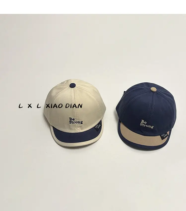 Baby Cap Beige Blue Embroidered Short Brim β feature 11