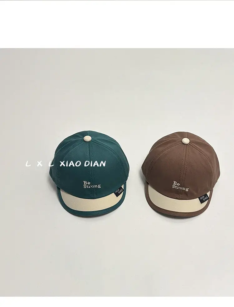 Baby Cap Beige Blue Embroidered Short Brim β feature 12
