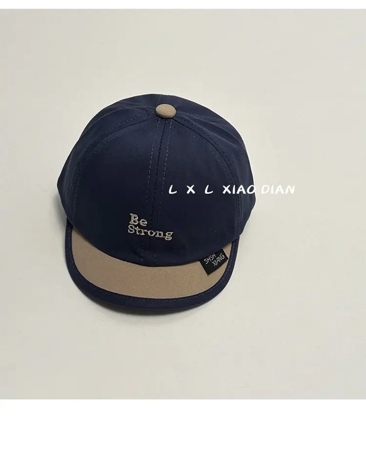 Baby Cap Beige Blue Embroidered Short Brim β feature 4