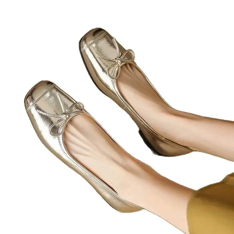 French flat gentle fairy shoes women's shoes 2025 new spring and summer evening wind temperament silver bean shoes - Image 6