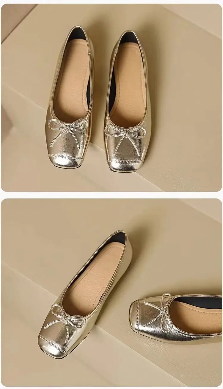 French flat gentle fairy shoes women's shoes 2025 new spring and summer evening wind temperament silver bean shoes — feature 10