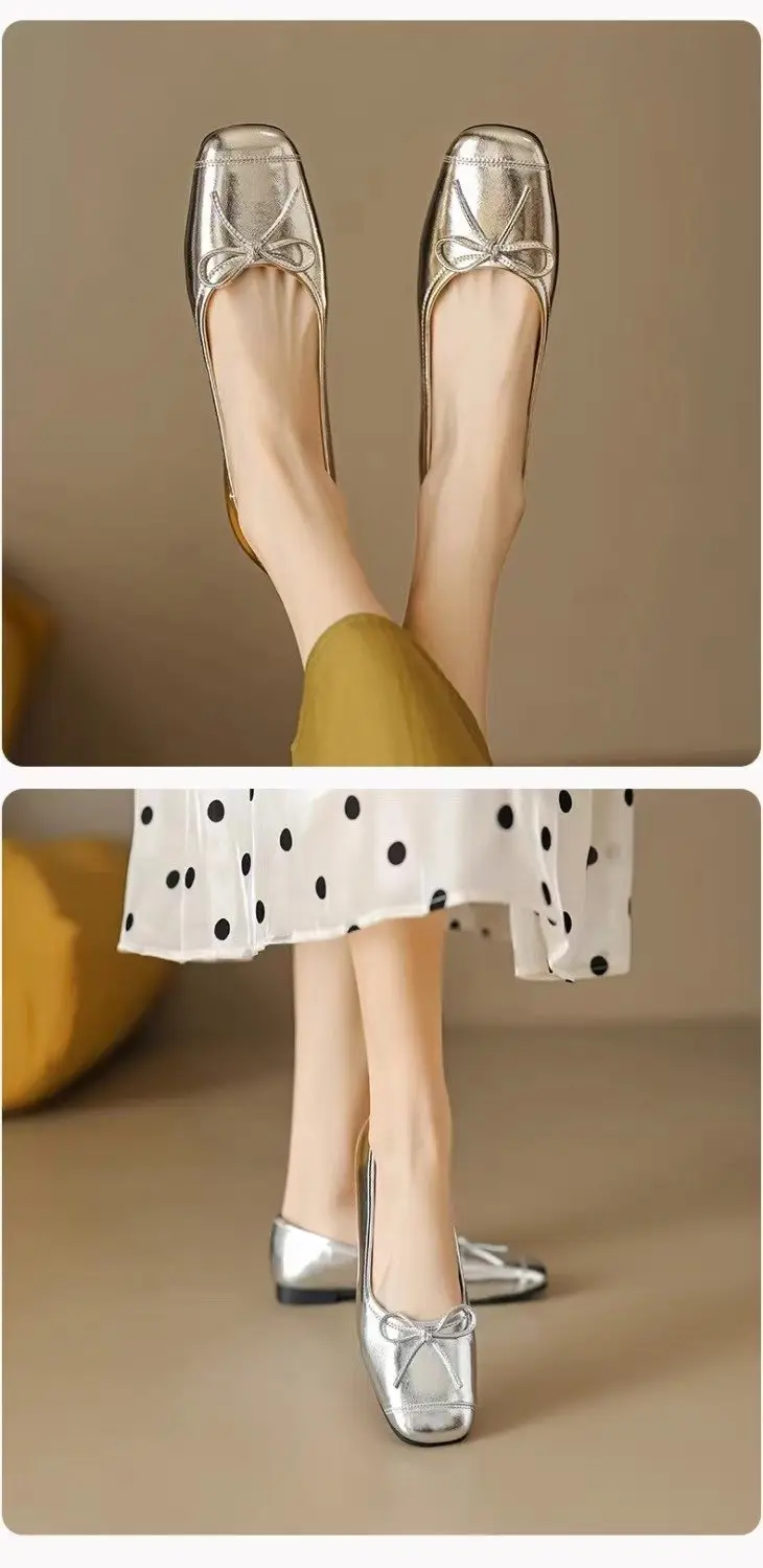French flat gentle fairy shoes women's shoes 2025 new spring and summer evening wind temperament silver bean shoes — feature 12