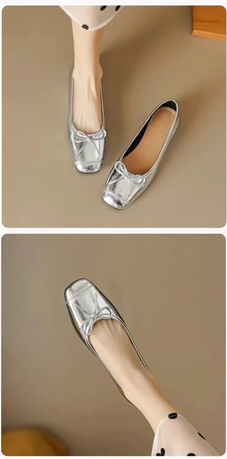 French flat gentle fairy shoes women's shoes 2025 new spring and summer evening wind temperament silver bean shoes — feature 13