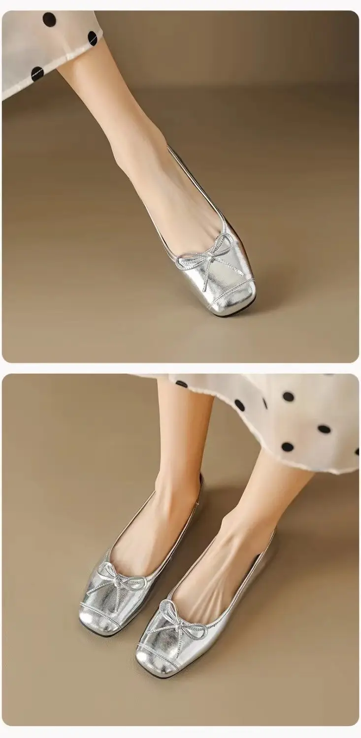 French flat gentle fairy shoes women's shoes 2025 new spring and summer evening wind temperament silver bean shoes — feature 15