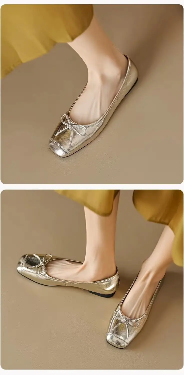 French flat gentle fairy shoes women's shoes 2025 new spring and summer evening wind temperament silver bean shoes — feature 9