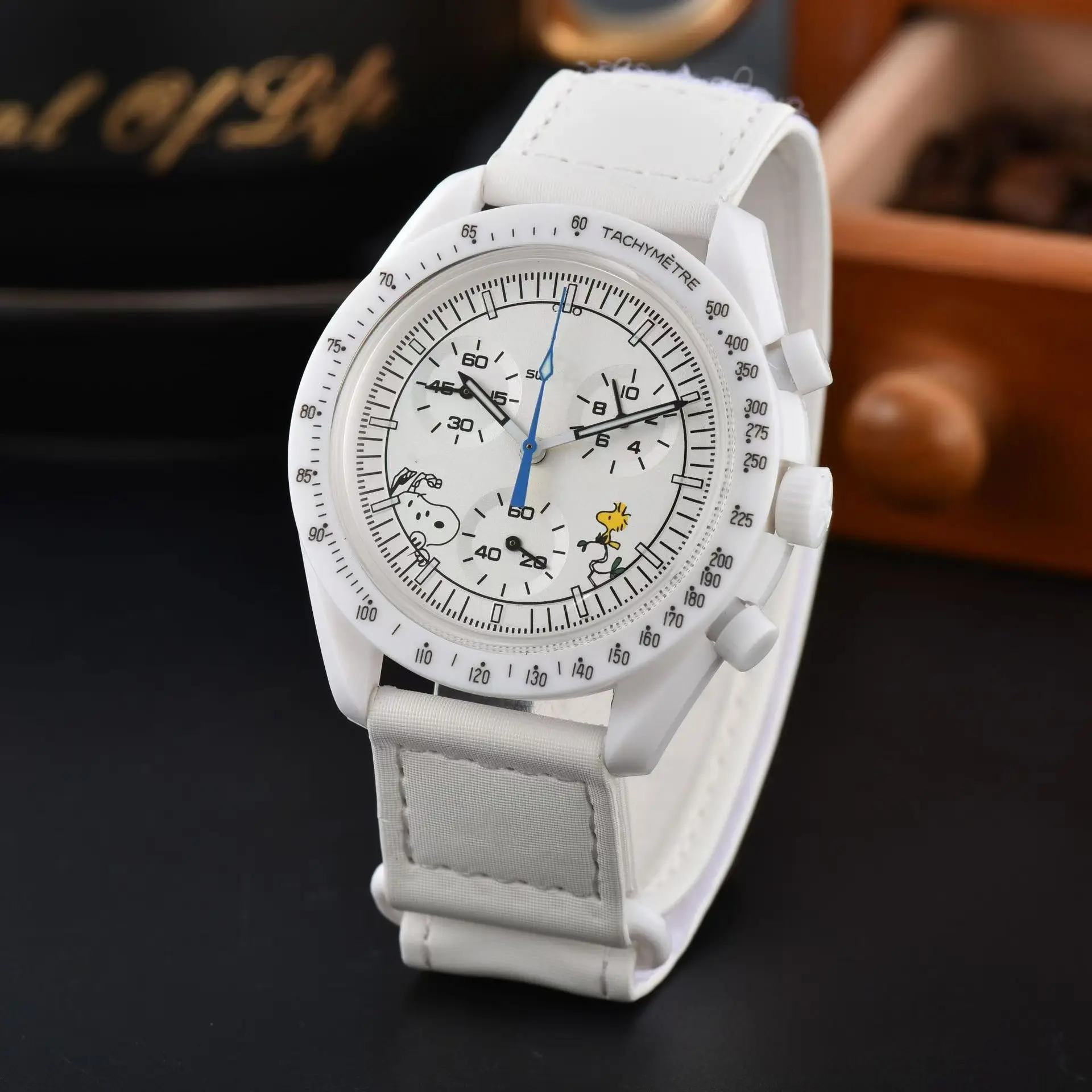 European Quartz Watch with Red Dial and Green Strap - Image 6