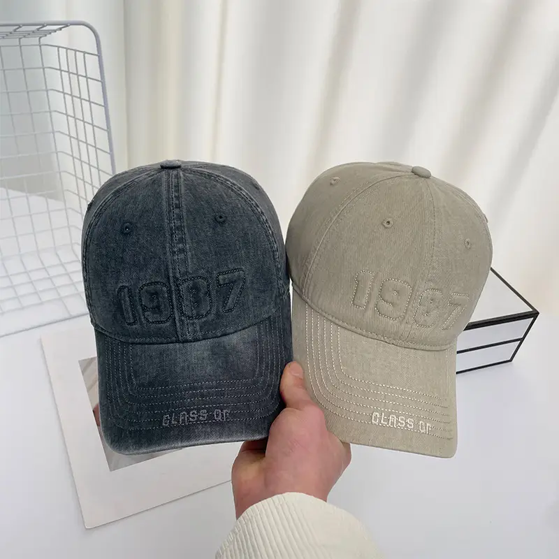 American Washed Baseball Cap Letter Wide Brim Big Head Cap - Image 7